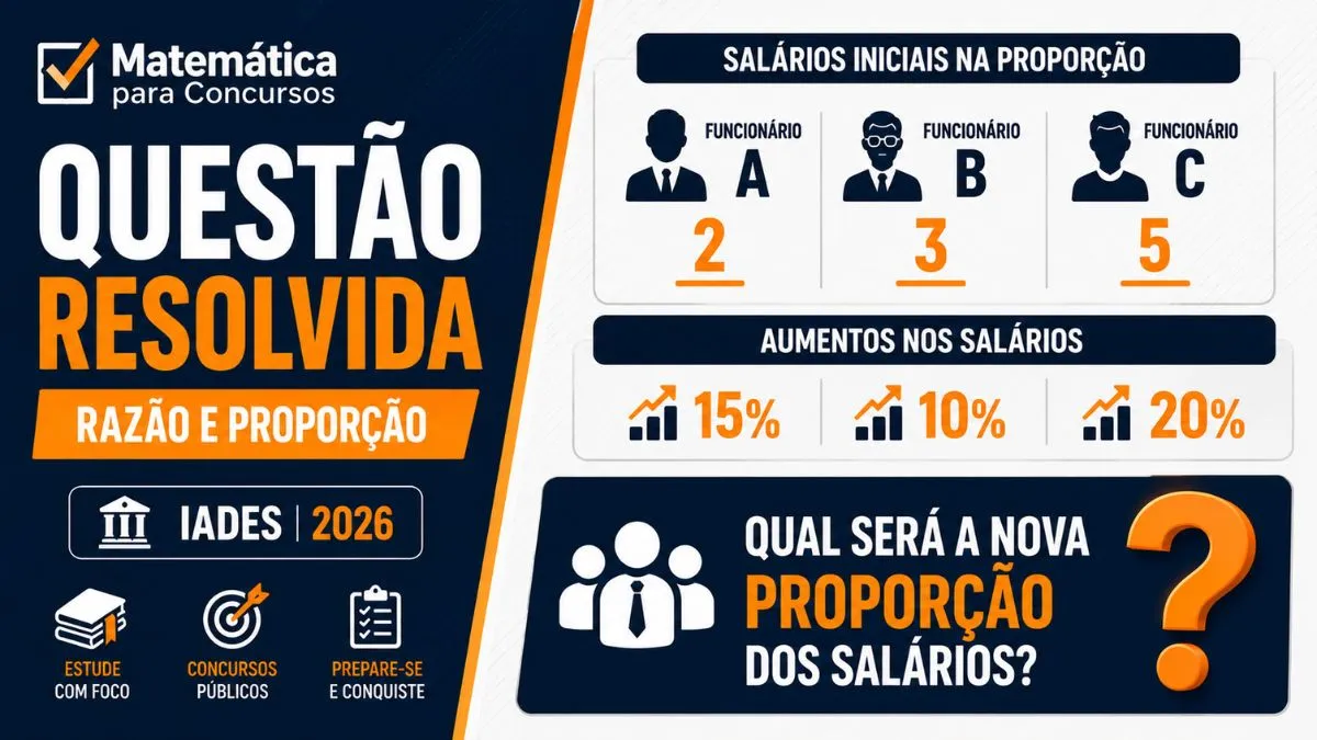 Questão Resolvida Razão e Proporção em Aumentos Salariais — Banca IADES (2026)