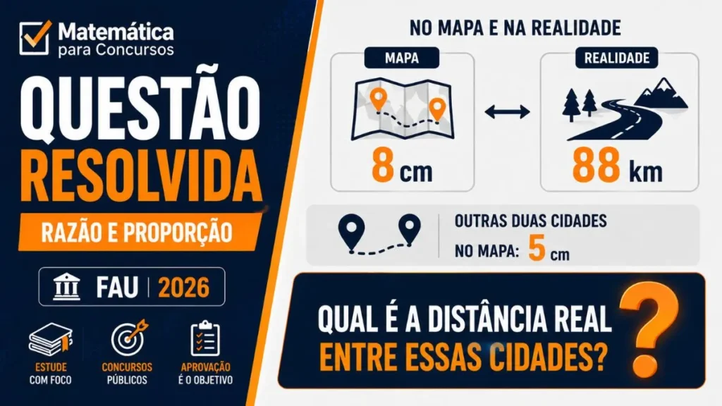 Questão Resolvida Razão e Proporção em Escala de Mapas — Banca FAU (2026)