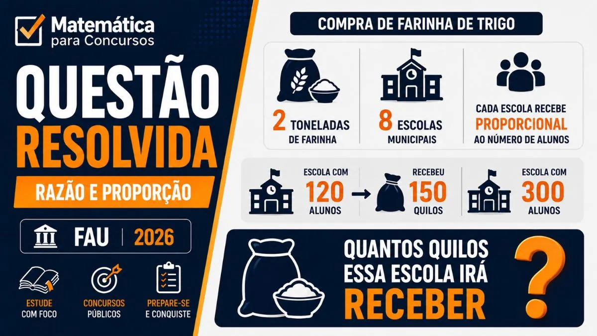 Questão Resolvida Razão e Proporção na Divisão de Mantimentos — Banca FAU (2026)
